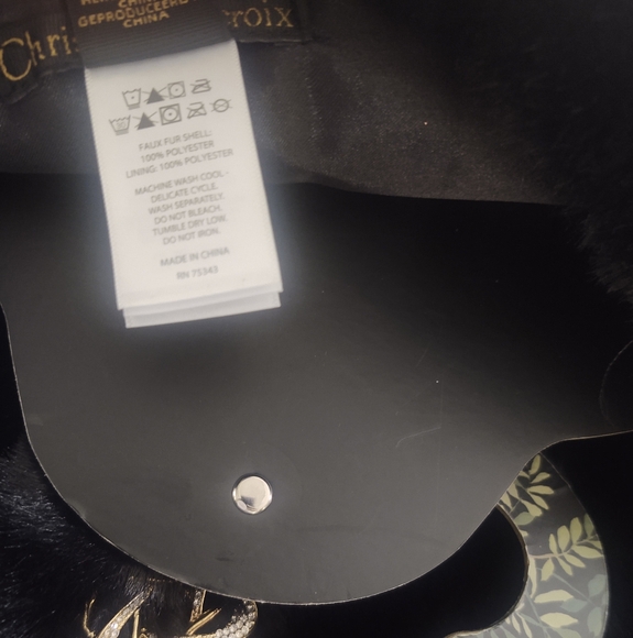 NWt Christian LaCroix Faux•Fur Stole~ Black◾ +Jewel✨Trimming~ - Picture 6 of 7